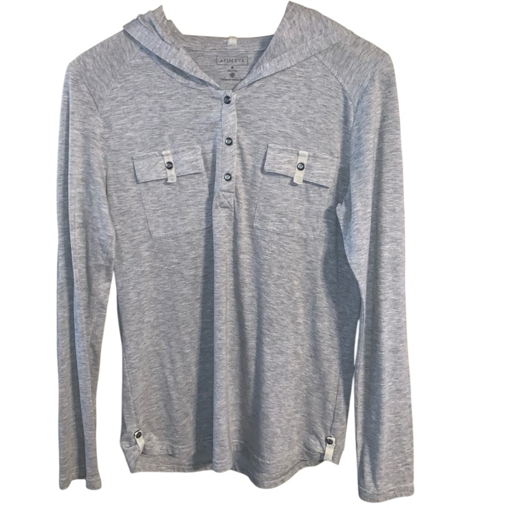 Athleta Long Sleeve Lightweight Hooded Tee Sz Medium in Very Good Condition/Grey